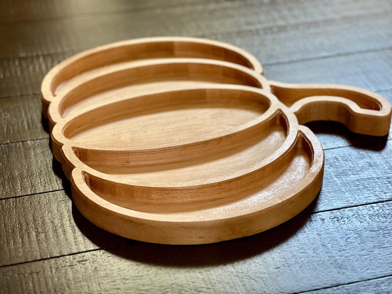 Handcrafted Maple Or Walnut Pumpkin Serving Tray – Fall Table Centerpiece For Thanksgiving